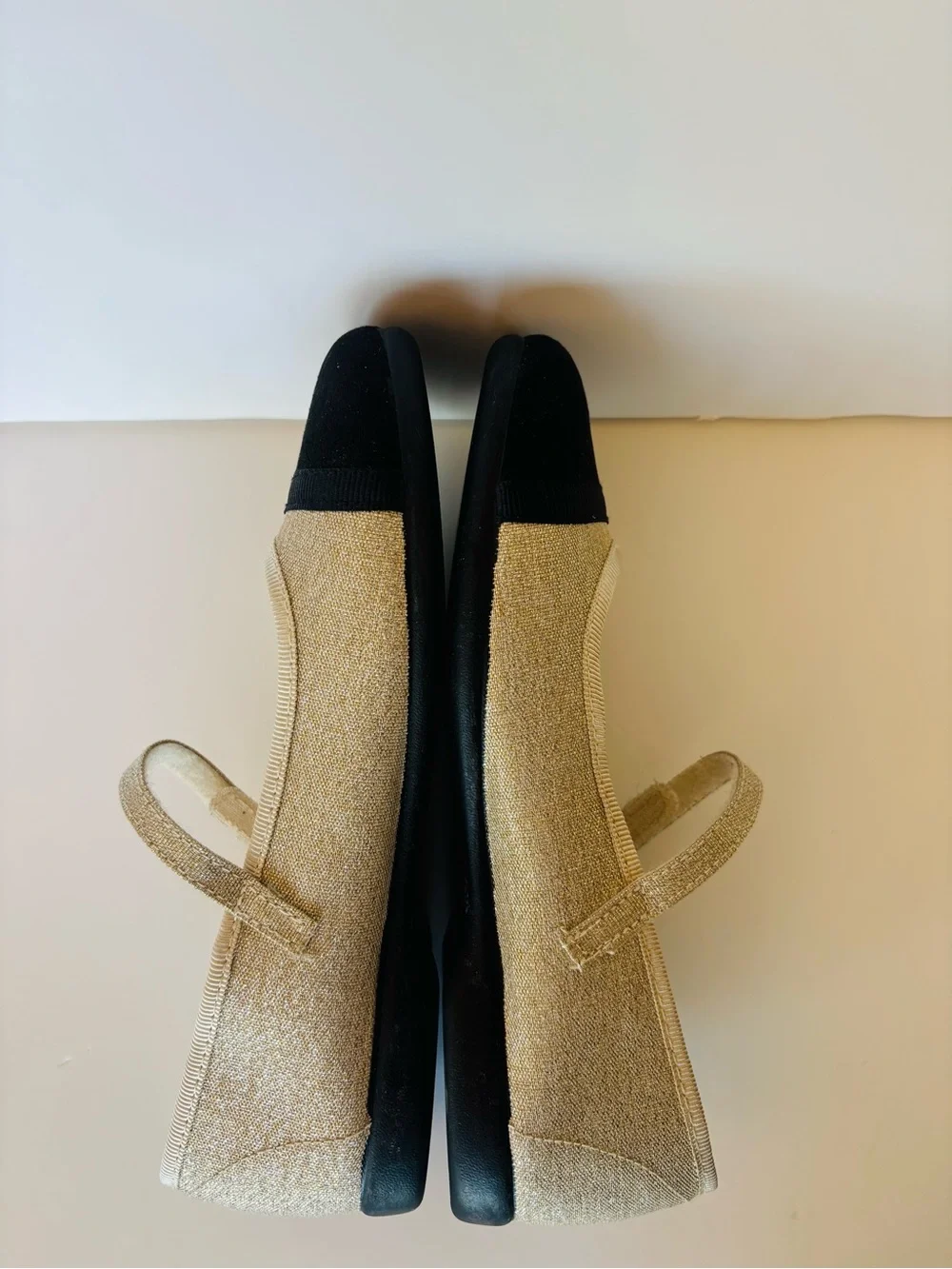 Childrenchic Emilia Gold Beige and Black Mary Jane Ballet Flat, size 3 (34EU)